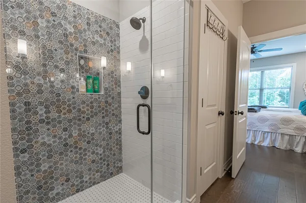 a view of a hallway with entryway