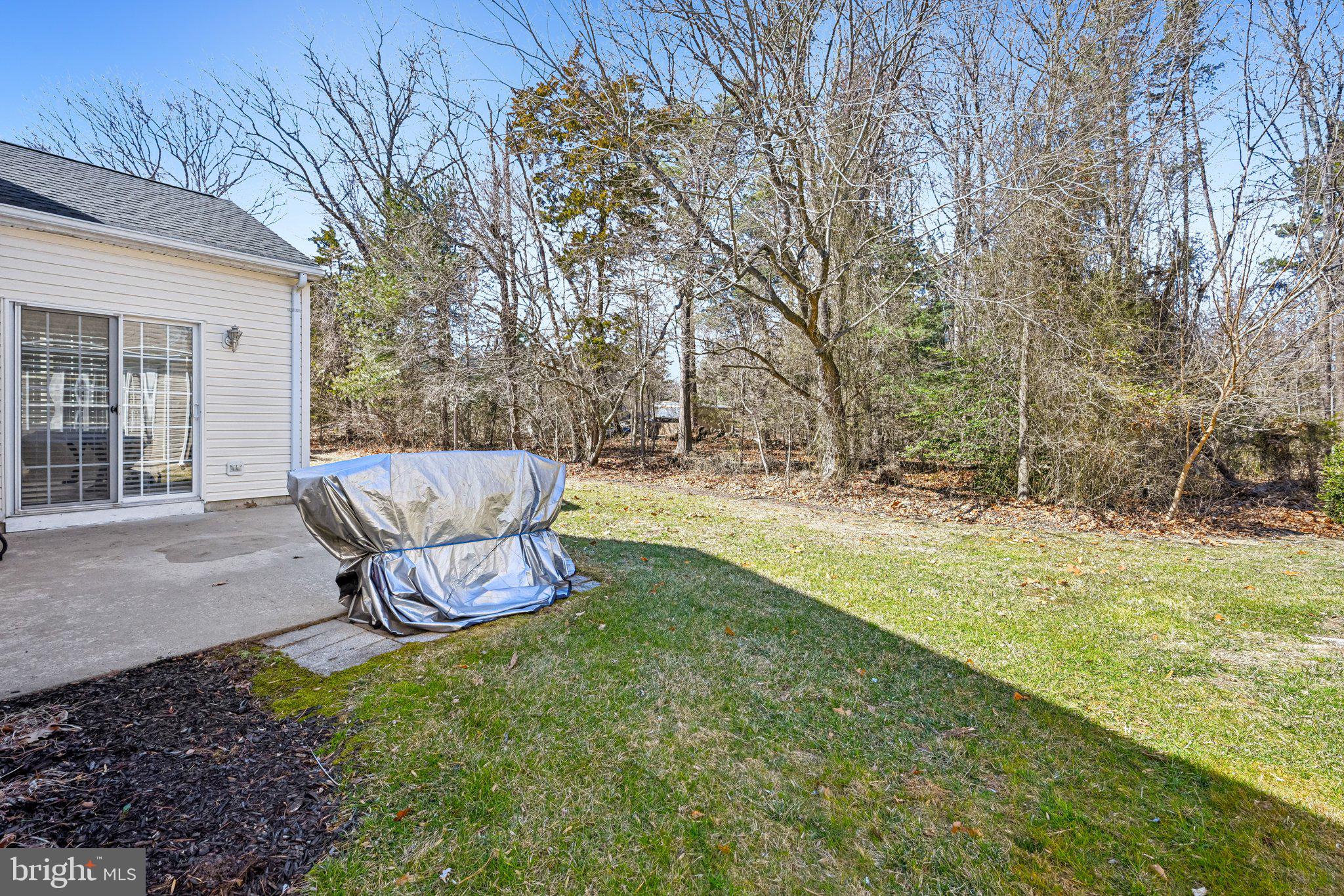13 Carriage Berlin, NJ 08009 - Photo 41 of 41 a view of a backyard with table and chairs and a barbeque with potted plants and large trees