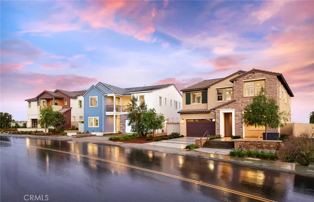 an aerial view of a house with a garden
