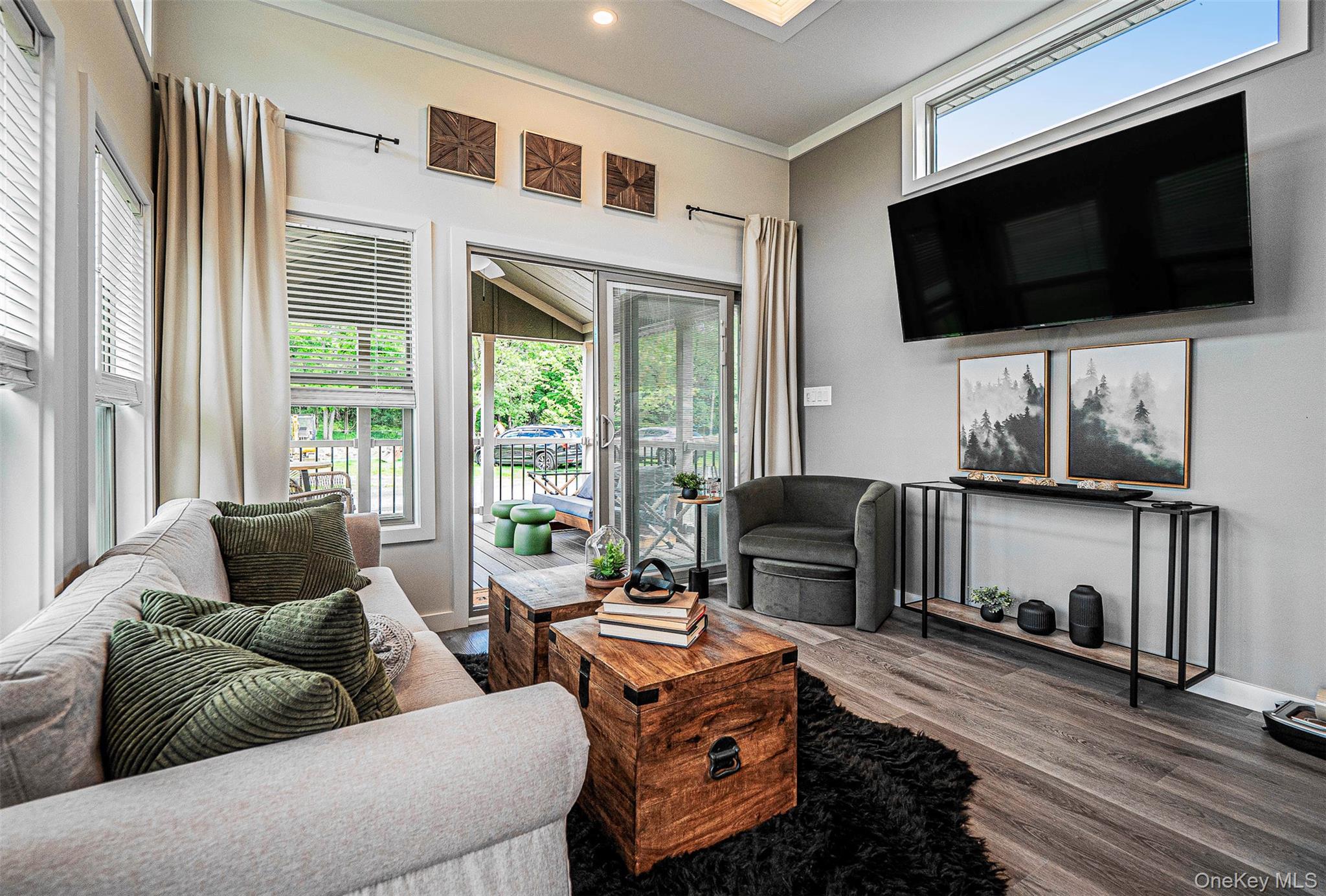 197 Wheeler Road, Unit 91 Florida, NY 10921 - Photo 6 of 42 Living room featuring crown molding, wood-style floors, and recessed lighting