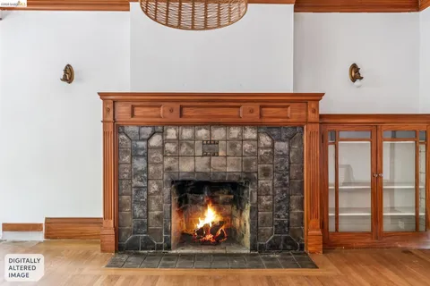 a front view of a fireplace