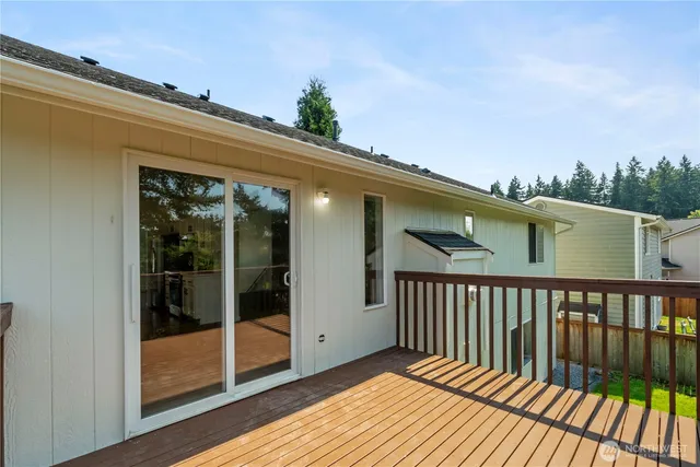 a balcony view with a garden space