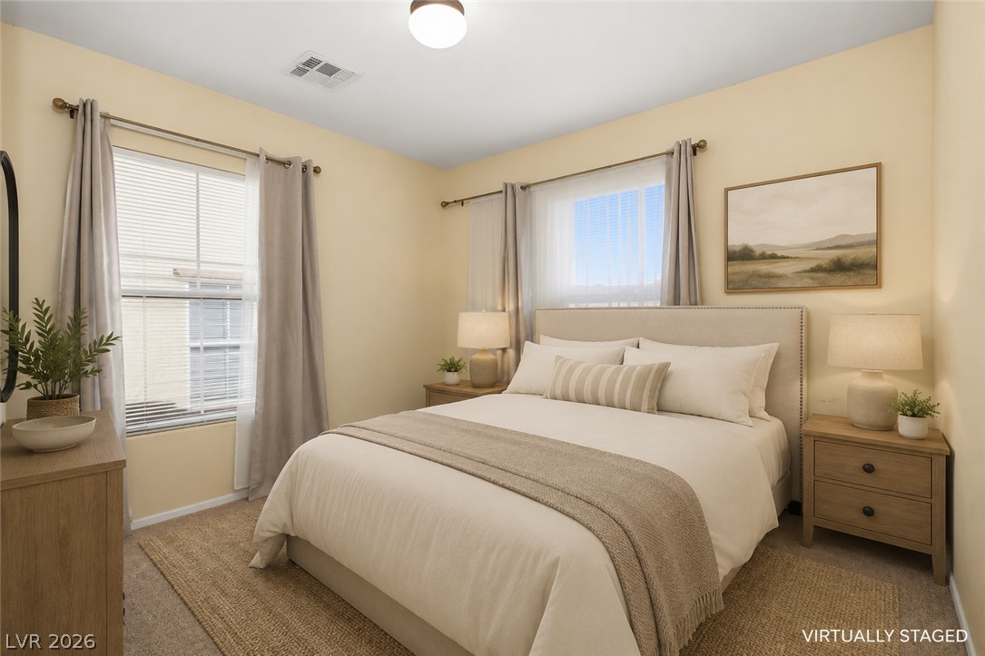 1172 Gecko Road Henderson, NV 89002 - Photo 18 of 30 2nd Bedroom has a 2 large windows and a custom closet! Virtually staged to showcase the potential of this home!