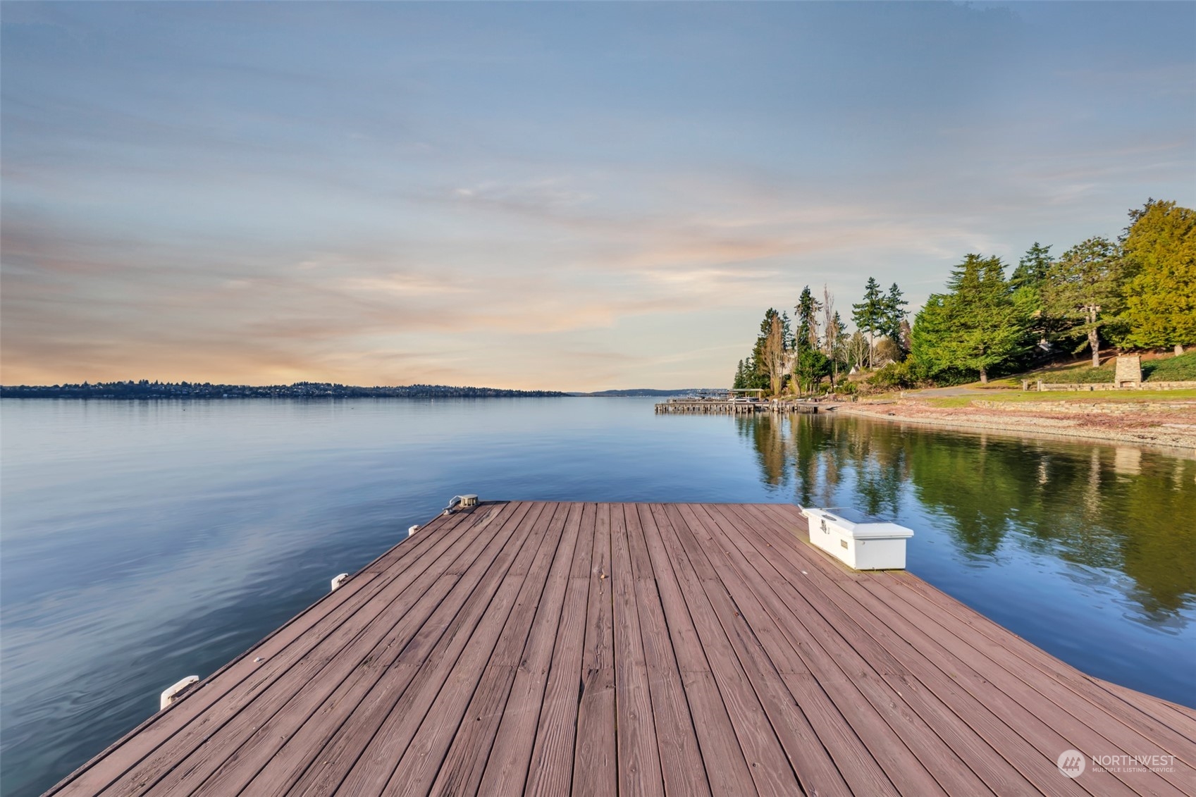 3267 Evergreen Point Road Medina, WA 98039 - Photo 1 of 1 a view of a lake with wooden floor