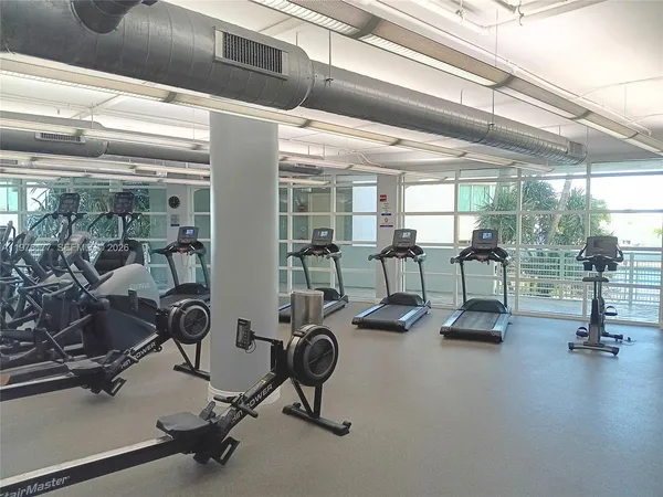 a view of a room with gym equipment