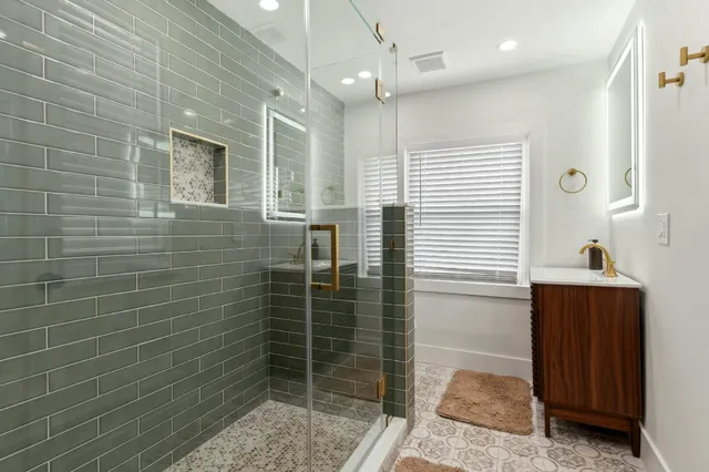a bathroom with a shower