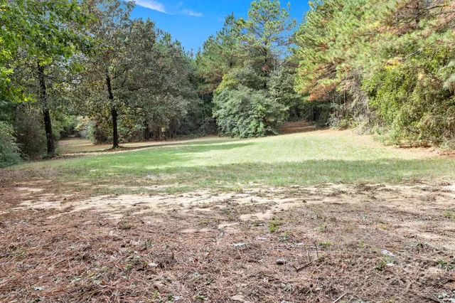 a bedroom with a bed and large wooden floor