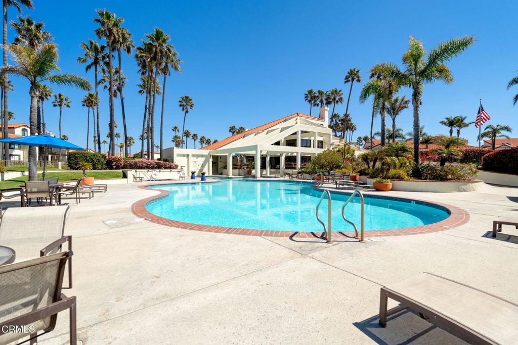 2202 Martinique Lane Oxnard, CA 93035 - Photo 36 of 39 a view of a swimming pool with lawn chairs under palm trees