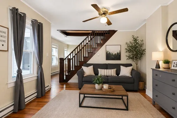 a living room with furniture