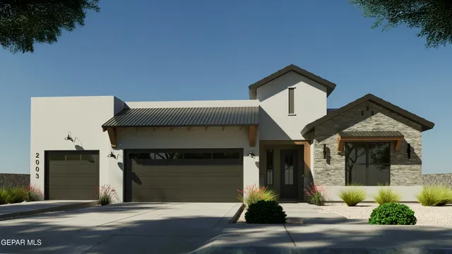 a front view of a house with a garage