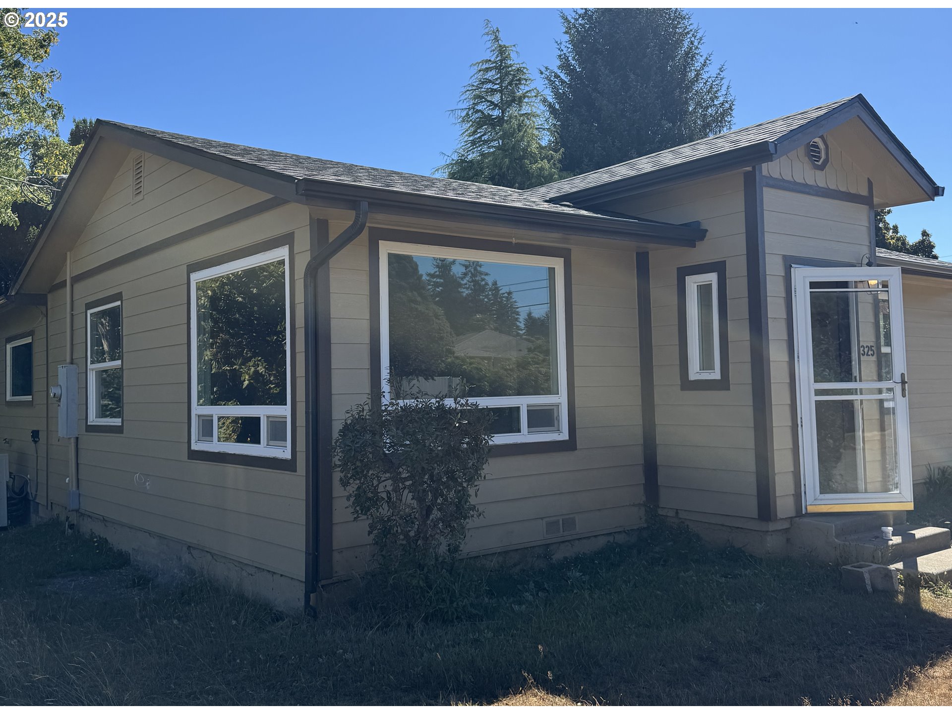 a view of backyard of the house
