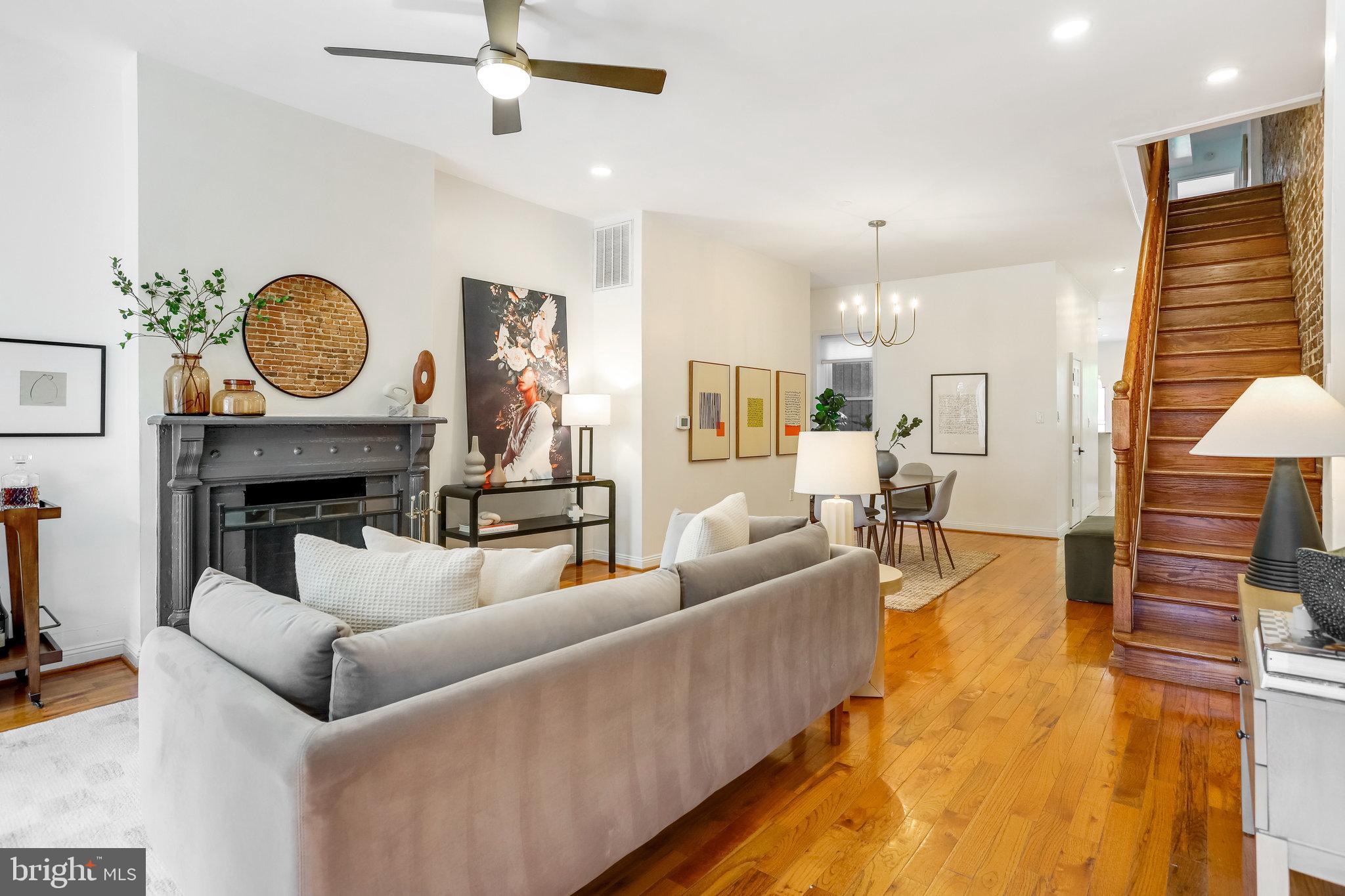 1630 6th Street Northwest Washington, DC 20001 - Photo 4 of 34 Spacious living/dining area w/decorative mantle