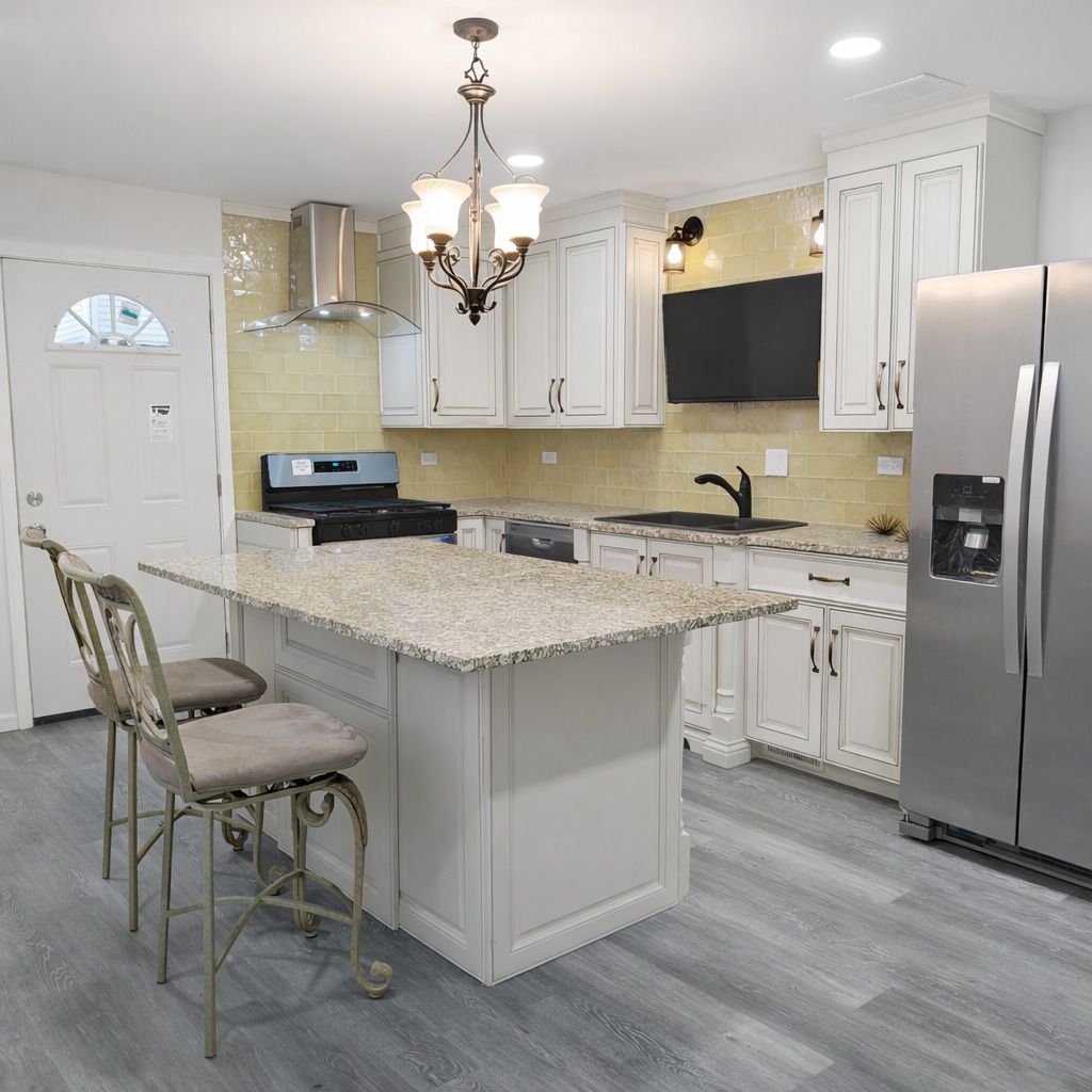 628 Mohawk Drive Round Lake Heights, IL 60073 - Photo 3 of 14 a kitchen with stainless steel appliances granite countertop a kitchen island hardwood floor and a sink