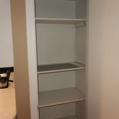 a view of an empty walk in closet