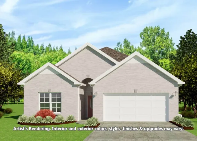 a view of a house with a yard and garage