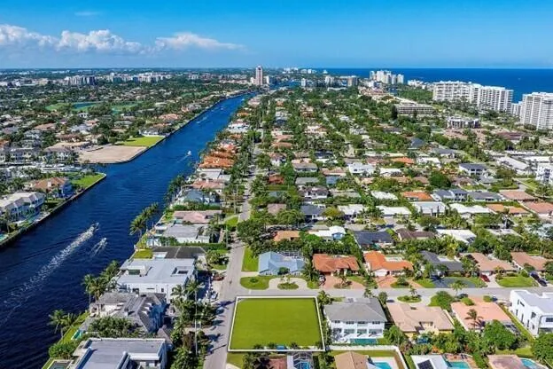 a view of a city with an ocean