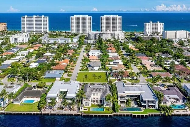 an aerial view of multiple houses