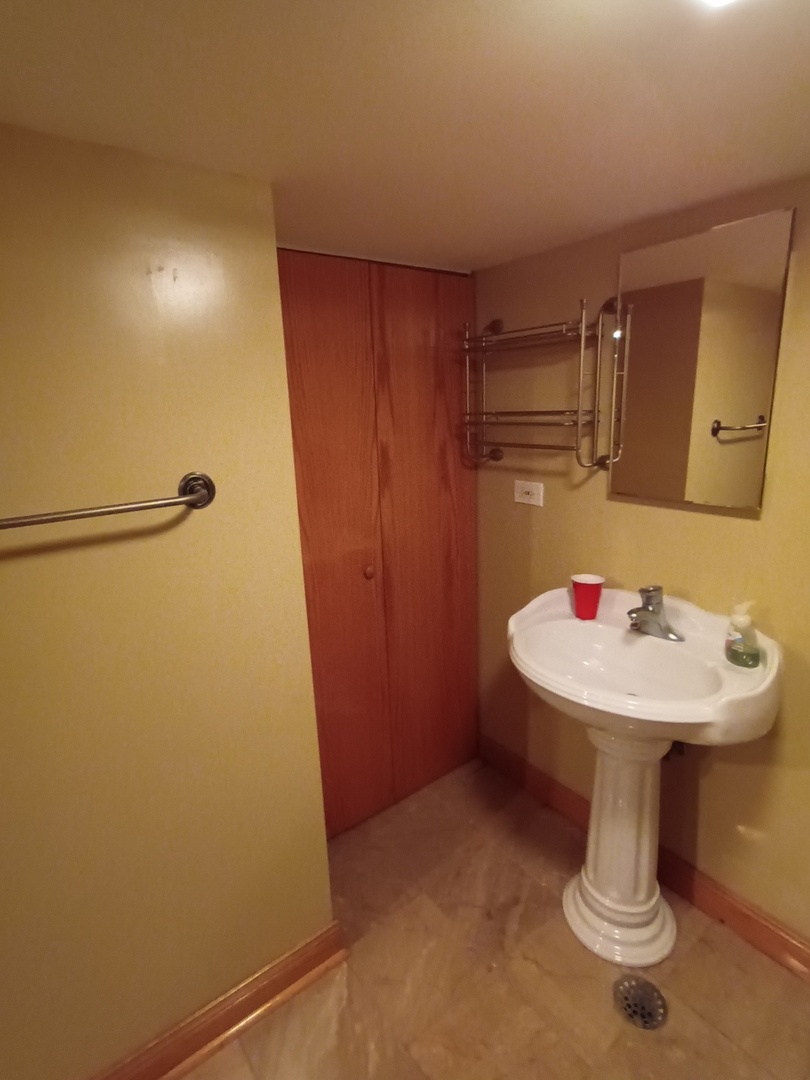 8742 East Prairie Road Skokie, IL 60076 - Photo 25 of 29 a bathroom with a sink and mirror