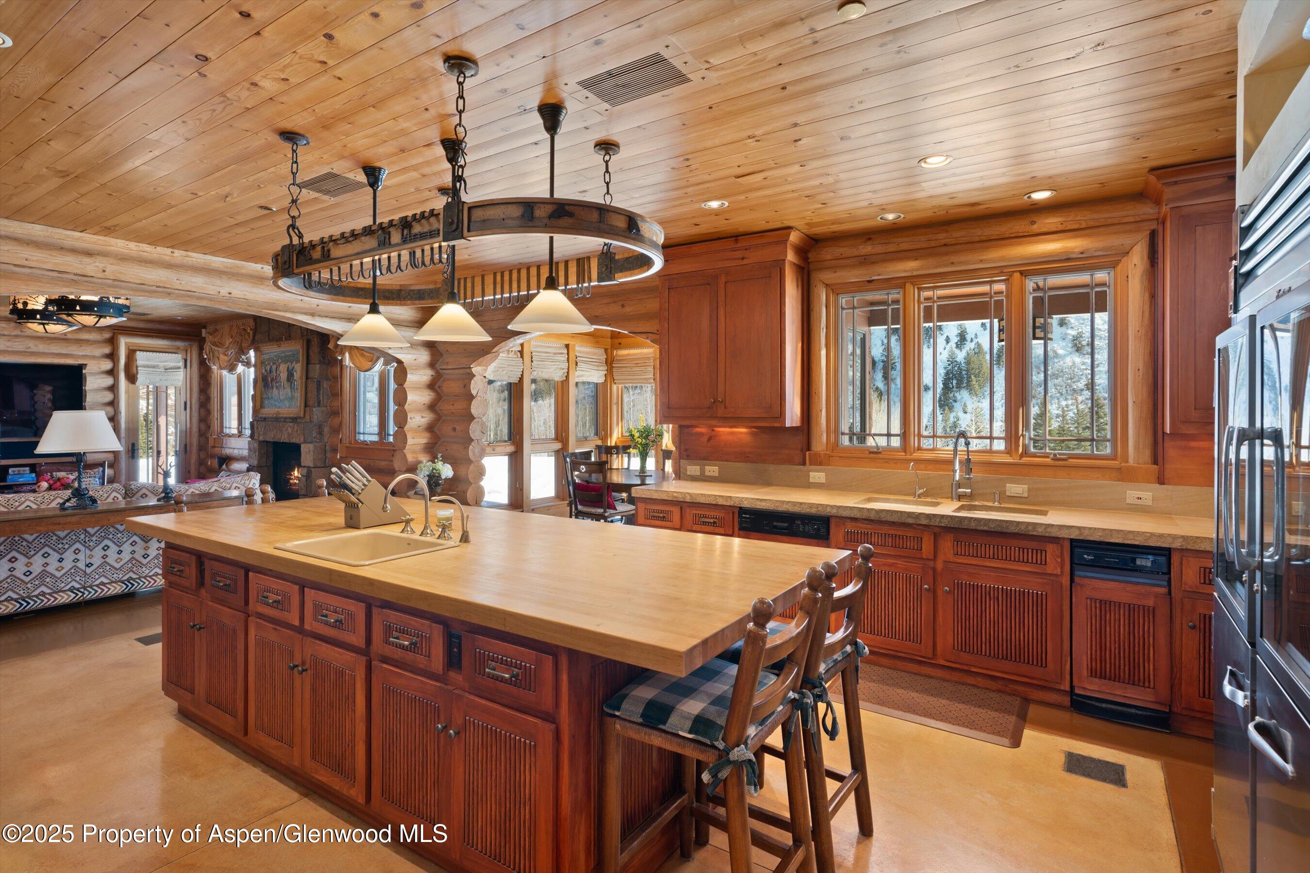 195 North Hayden Road Aspen, CO 81611 - Photo 9 of 39 a large kitchen with a table and chairs in it