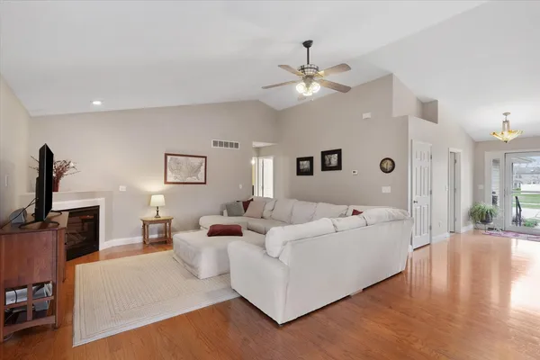 a view of a lake with a city