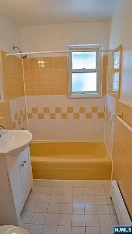a bathroom with a bathtub