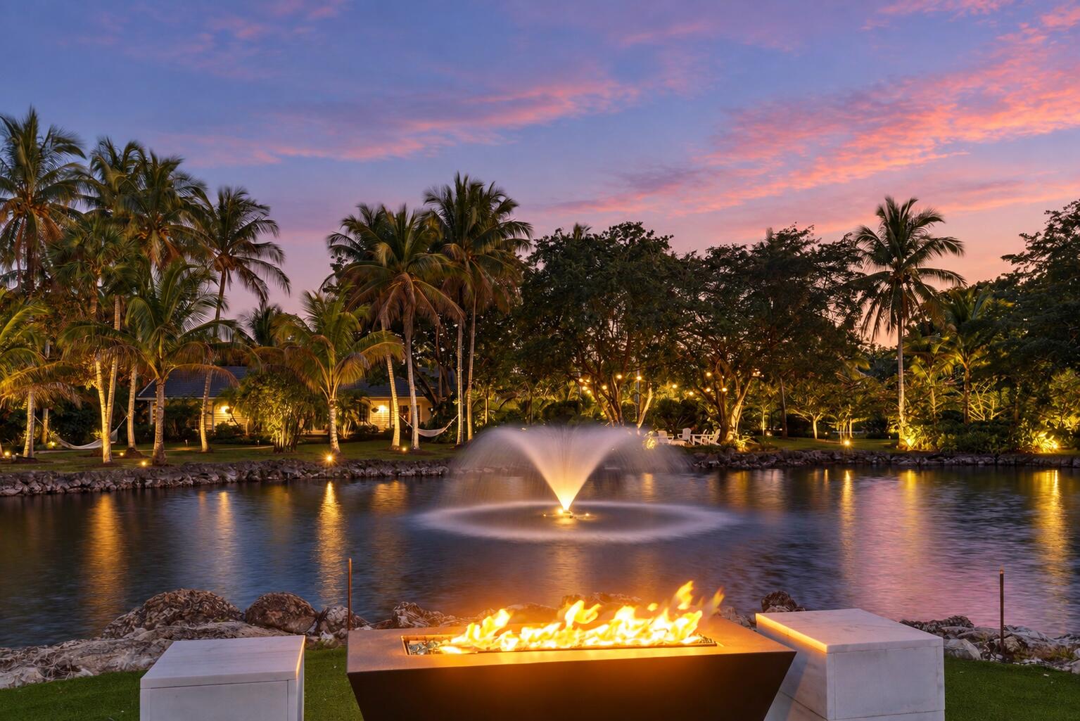 13920 Stirling Road Southwest Ranches, FL 33330 - Photo 9 of 81 Lakeside Twilight with Fire and Fountain