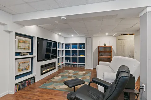 a living room with furniture