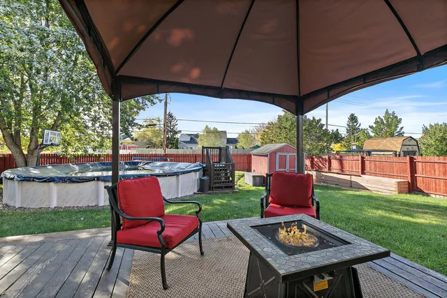 a view of a backyard with a garden