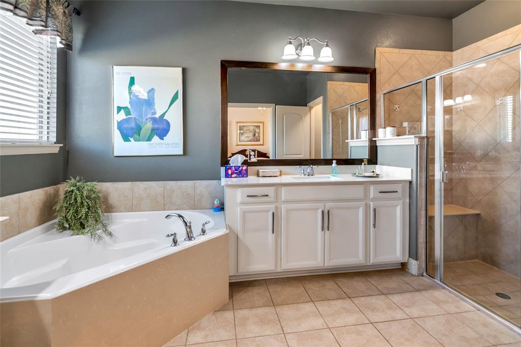 1012 Sweeping Butte Drive Fort Worth, TX 76052 - Photo 13 of 23 a bathroom with a tub a sink and a window