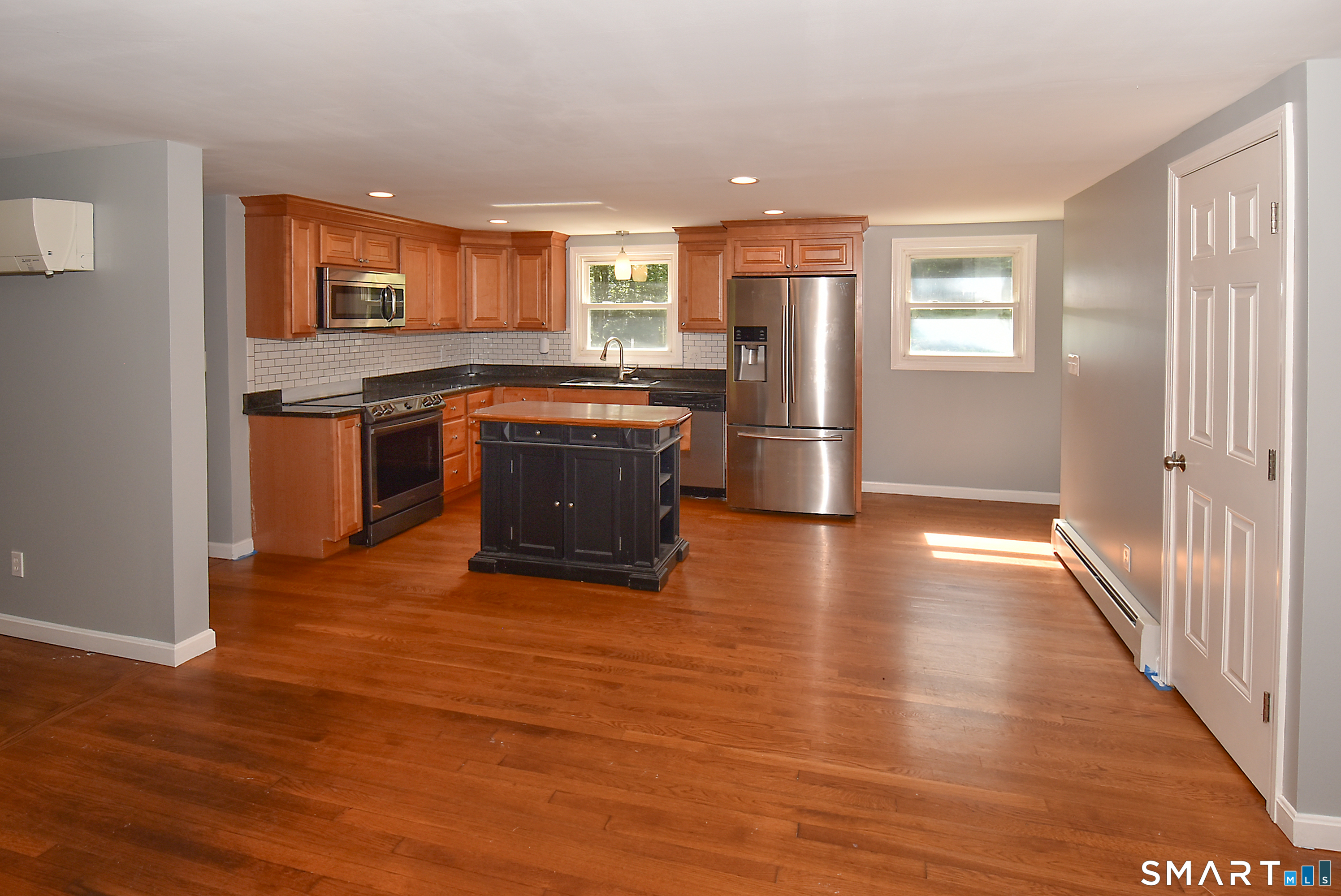 View from living room to the kitchen.