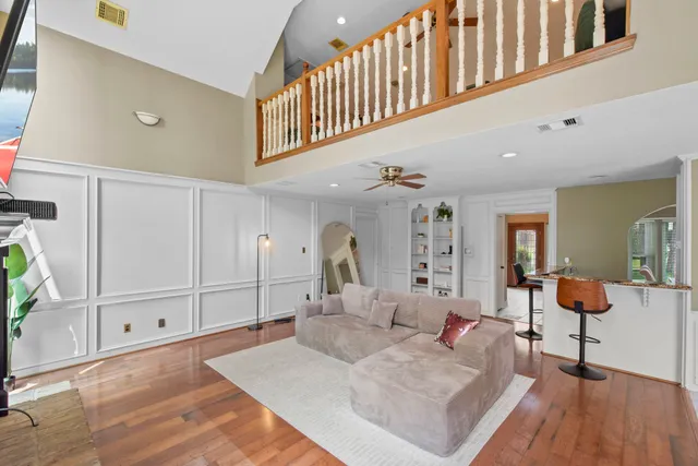 a living room with furniture