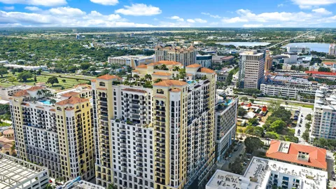a view of a city with tall buildings