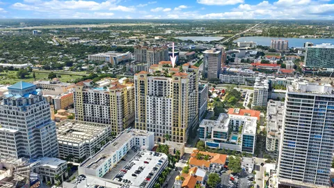 a view of a city with tall buildings