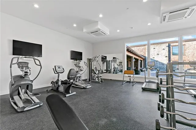 a view of a room with gym equipment