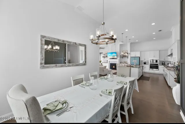 a view of a dining room and livingroom