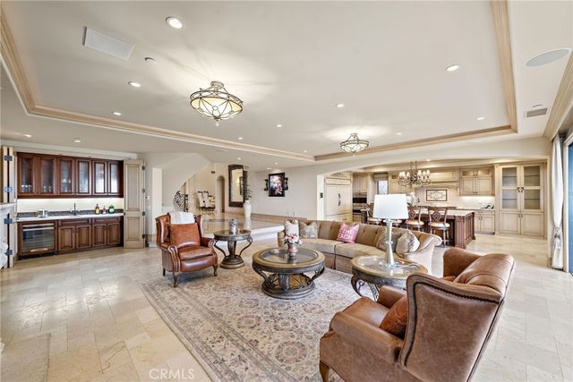 a building outdoor space with patio furniture and potted plants