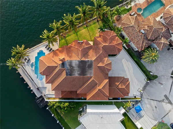 an aerial view of a house
