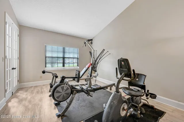 a view of a room with gym equipment