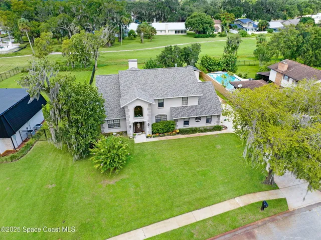 an aerial view of a house