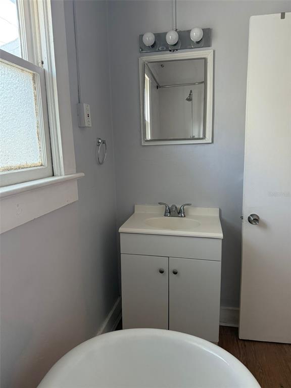 308 Grove Street North, Unit 206 St. Petersburg, FL 33701 - Photo 6 of 12 a bathroom with a sink vanity and mirror