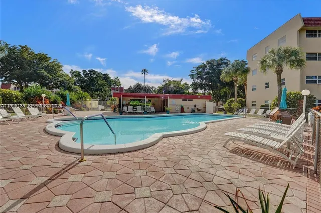 a view of an ocean and a building