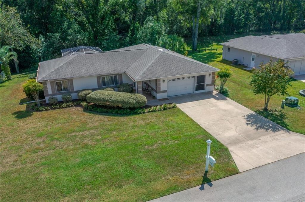an aerial view of a house