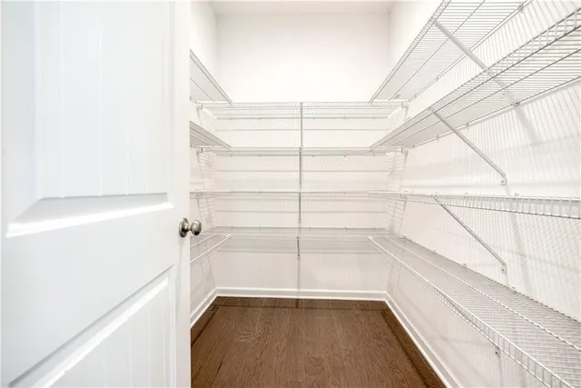 a view of a room with racks on the wall