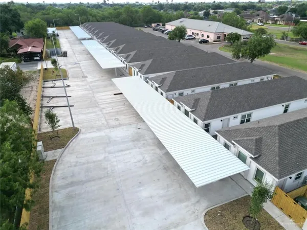 an aerial view of a house