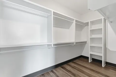 a view of an empty walk in closet