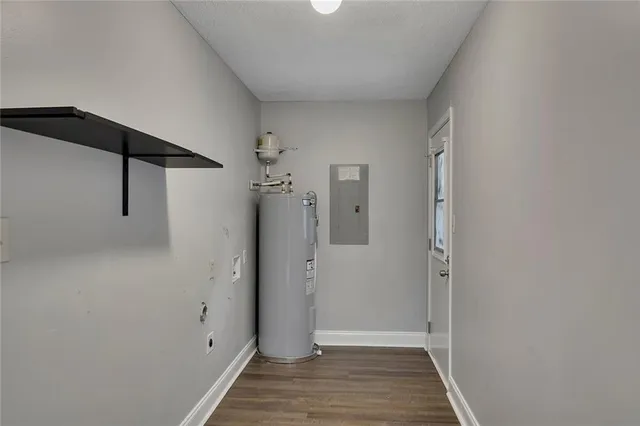 a bathroom with a sink vanity and a mirror