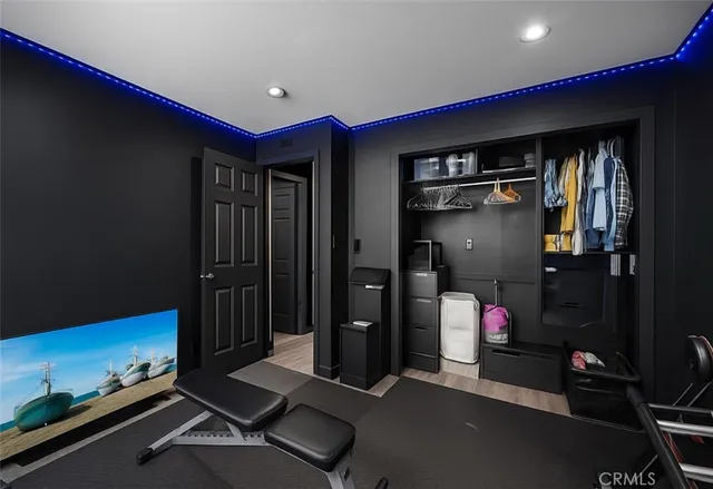 a room with gym equipment