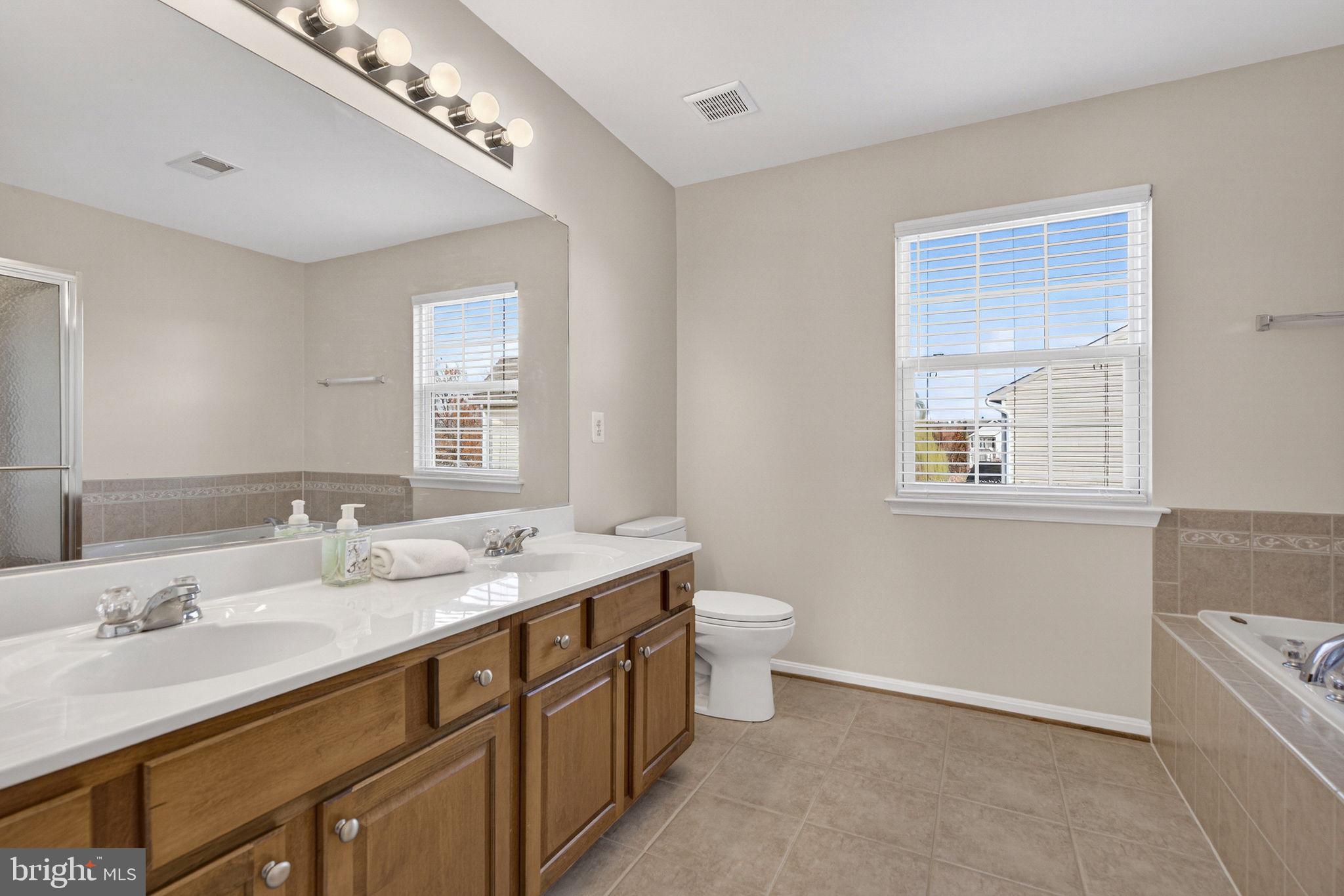 742 Blossom Tree Road Culpeper, VA 22701 - Photo 37 of 60 a bathroom with a granite countertop sink a toilet a mirror and window
