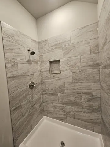 a bathroom with a bathtub