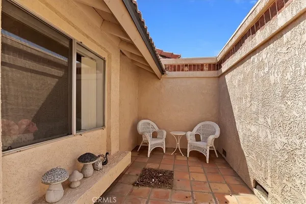 a outdoor view with a sitting space